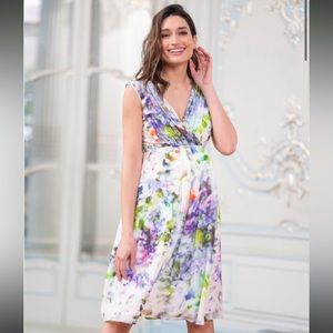 Seraphine Floral Silk Maternity Cocktail Dress